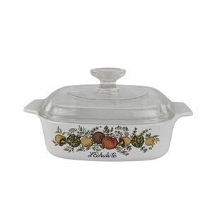 L'Echalote Corning Ware Spice of Life A-1-B Casserole Dish Pyrex Lid Vtg 1 Qt